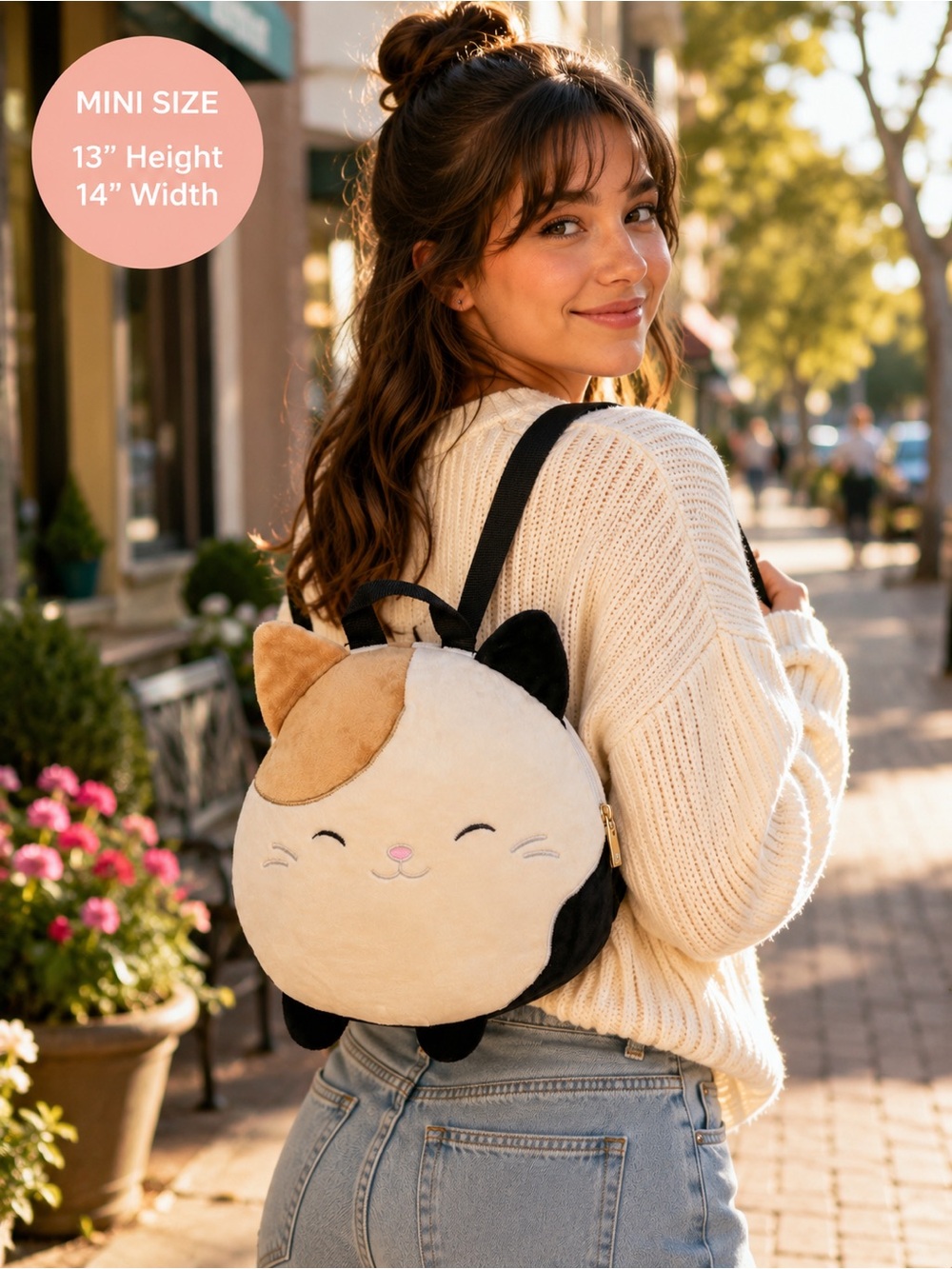 Squishmallows Calico Cat Plush Mini Backpack 13” Kawaii Like New